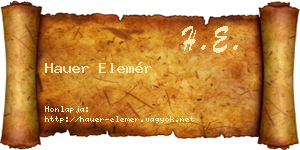 Hauer Elemér névjegykártya